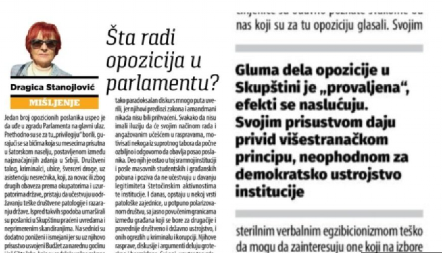 ''PROVALJENI STE, GLUMITE U SKUPŠTINI'' Blokaderski ''Danas'' o opoziciji