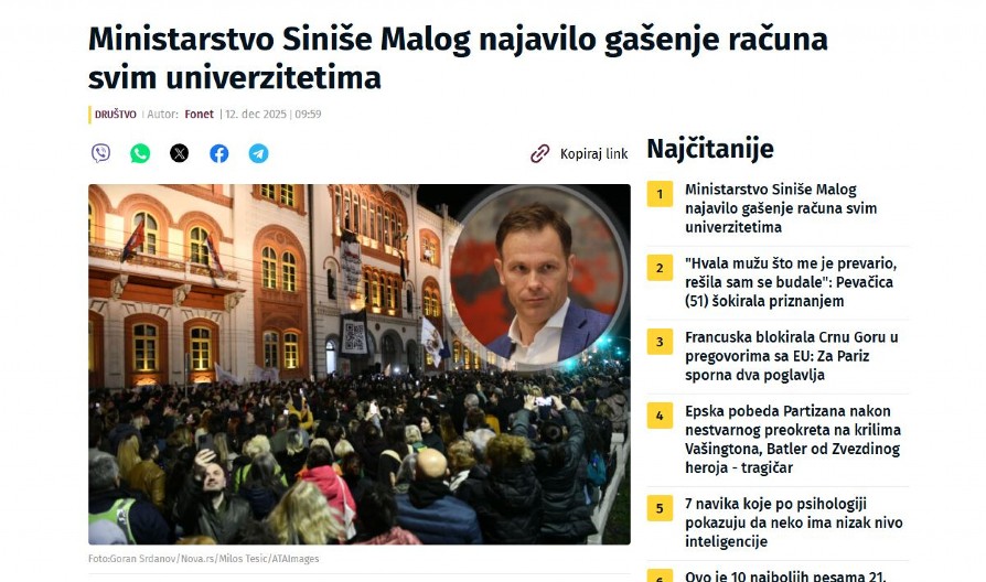 PONOVO UHVAĆENI U LAŽI! Nova S pokušala da prevari građane, objavili da Ministarstvo gasi račune fakultetima, a evo šta je prava istina!