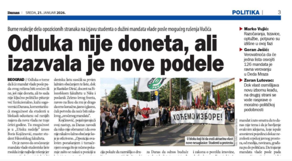 ŠOLAKOV DANAS NE MOŽE DA SAKRIJE ISTINU: Blokaderi, plenumaši i opozicija se poklali oko fotelja!