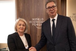 MIR I NORMALAN ŽIVOT NAJVAŽNIJI INTERES SVIH U REGIONU Vučić u Davosu sa Borjanom Krišto: U središtu razgovora bili su ekonomska saradnja i trgovina