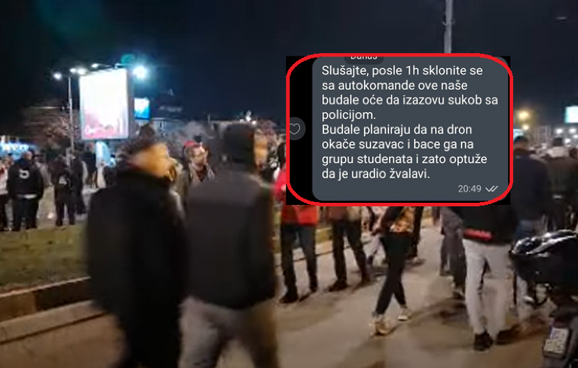 OPASNA IDEJA POJEDINIH "STUDENATA" SA AUTOKOMANDE Hoće da bace suzavac i za to optuže policiju?