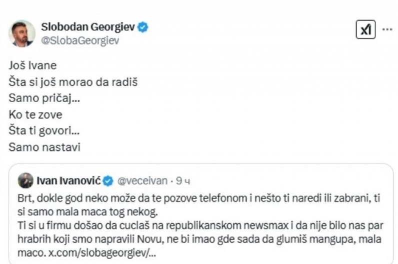 ĐILASOVCI VADE OČI JEDAN DRUGOM Opšta svađa na mreži X između Georgieva i Ivanovića