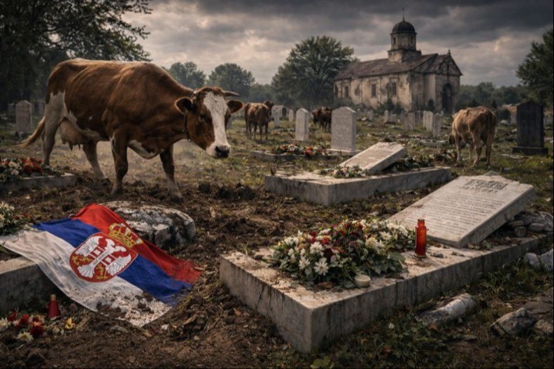 SKRNAVLJENJE BEZ KRAJA: Stoka puštena na srpsko groblje kod Vučitrna