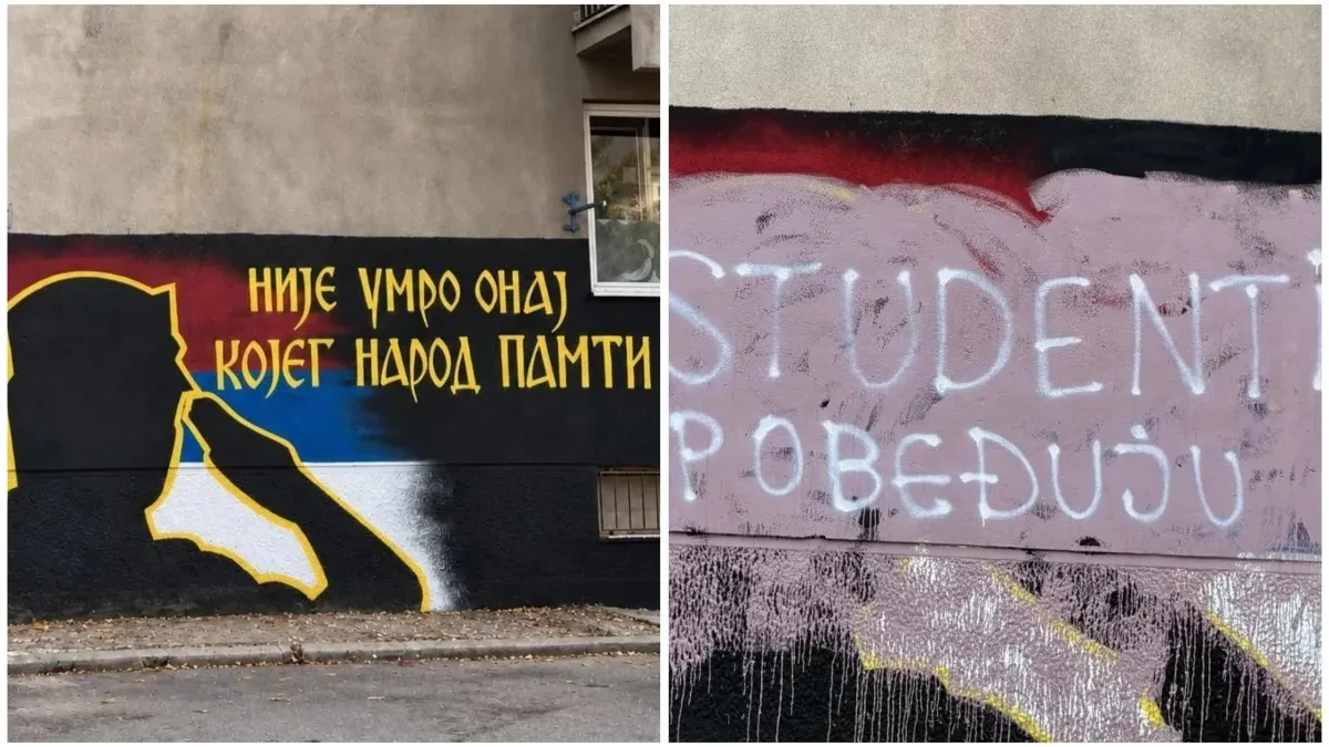 Skandal u Nišu: Prekrečen mural Ratka Mladića, osvanula parola 'Studenti pobeđuju'