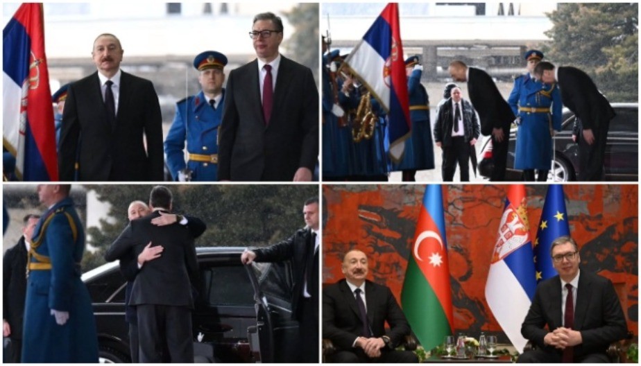 SVEČANI DOČEK ISPRED PALATE SRBIJA Vučić i Alijev na sastanku, sledi potpisivanje dokumenata