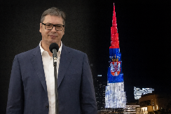 NAJVIŠA ZGRADA NA SVETU U BOJAMA SRPSKE ZASTAVE! Vučić objavio snimak