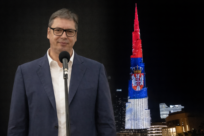 NAJVIŠA ZGRADA NA SVETU U BOJAMA SRPSKE ZASTAVE! Vučić objavio snimak