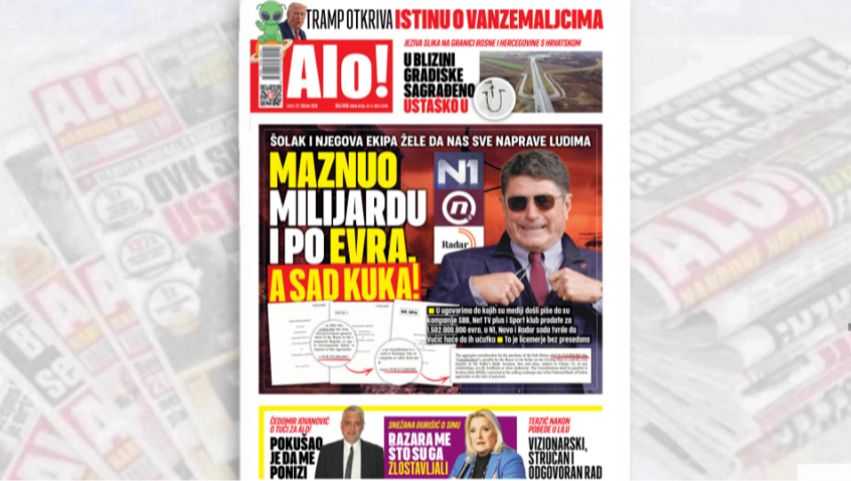NASLOVNA STRANA ALO! NOVINA: Šolak i njegova ekipa žele da nas sve naprave ludima