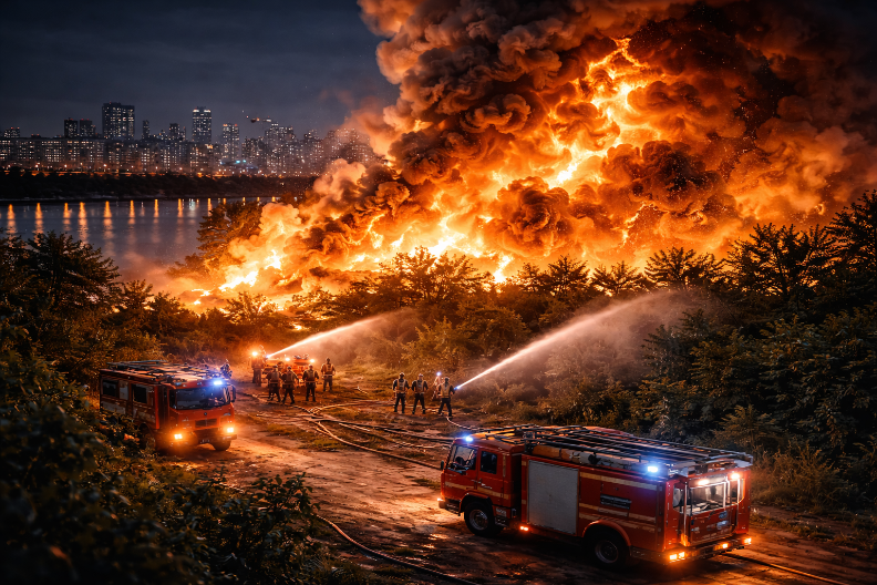 VATRENI PAKAO U BLOKU 45! Plamen progutao Savski nasip, nebo iznad Beograda gori