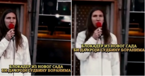 BRUKA BLOKADERA U BORU Student iz Novog Sada drži govor o "našem mestu"