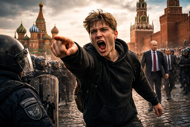 SKANDAL NA CRVENOM TRGU! Mladić „pozvao Putina na dvoboj“ – ali kada vidite ISTINU, sve postaje još šokantnije! (VIDEO)