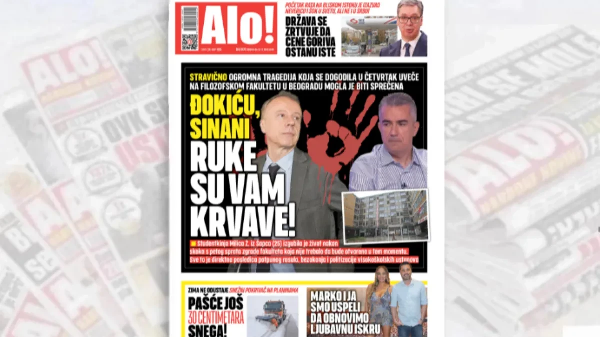 ĐOKIĆU, SINANI - RUKE SU VAM KRVAVE! Ogromna tragedija koja se dogodila u četvrtak uveče na Filozofskom fakultetu u Beogradu mogla je biti sprečena