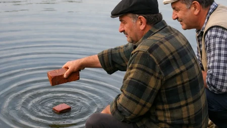 VIC DANA Sedi Mujo na obali i baca cigle u vodu...