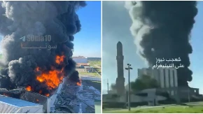 DRON POGODIO SKLADIŠTE NAFTE POVEZANO SA BRITANIJOM Izbio veliki požar, kulja gust dim (VIDEO)