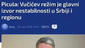PADAJU MASKE Piculi ne smeta divljanje ustaža, ali mu smeta jaka Srbija