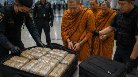 PALI MONASI ZBOG 110 KILOGRAMA DROGE Dobro ste pročitali, uhapšeni dok su se vraćali sa odmora na Tajlandu
