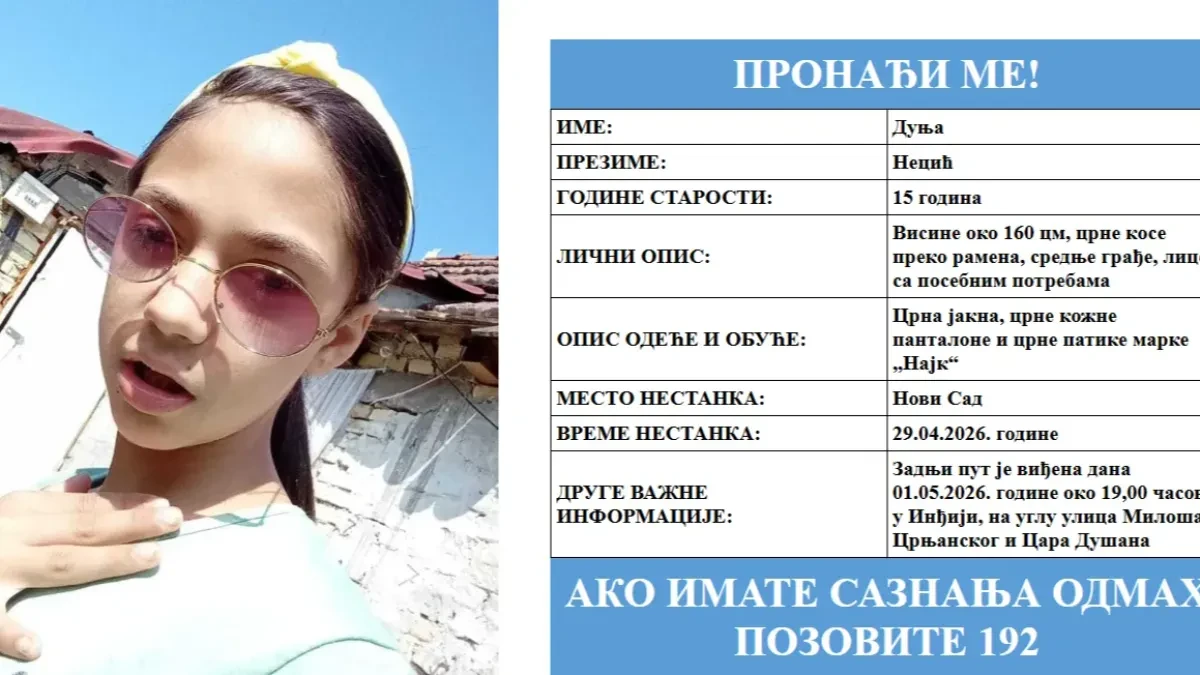 "Bože, samo da ih pronađu žive i zdrave": Oglasio se otac nestale Dunje (15) iz Novog Sada