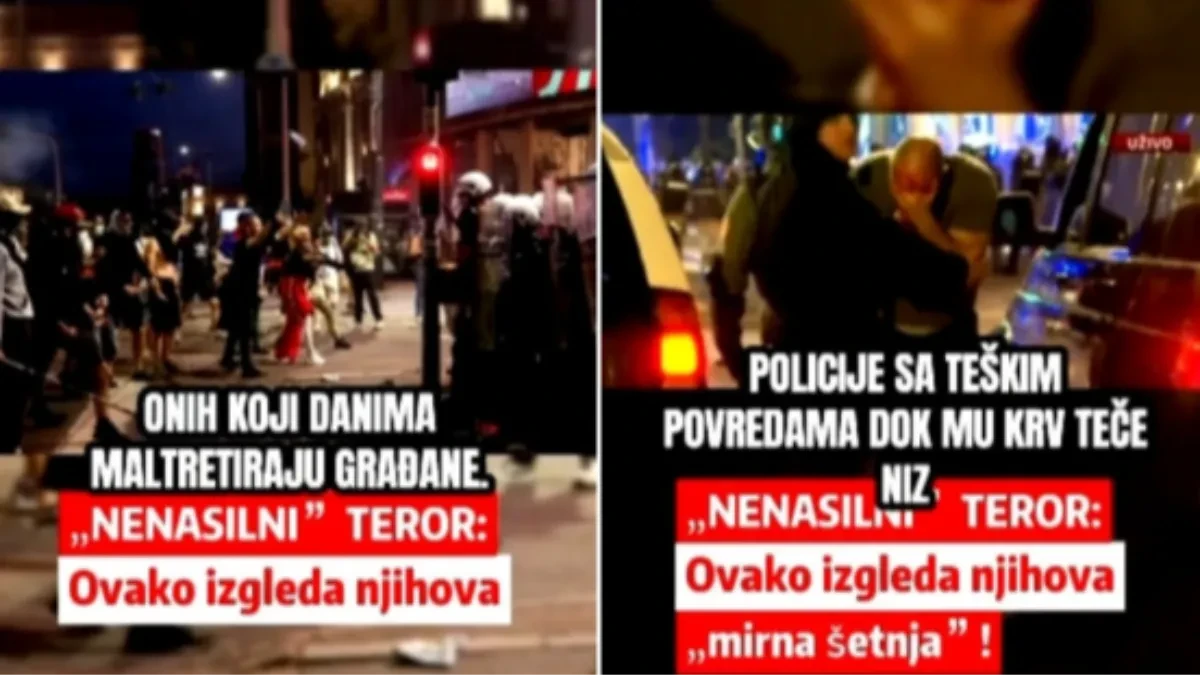 Policajac obliven krvlju posle napada agresivne mase blokadera! Ovi snimci lede krv u žilama