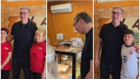 Vučić doručkovao burek u pekari u Crepaji: Posle Kine krenuo "u narod" (VIDEO)