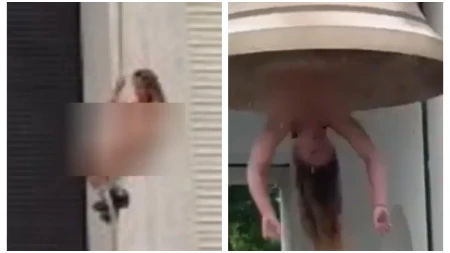 Gola žena visi napačke i udara telom o zvono: Neočekivan spektakl (VIDEO)