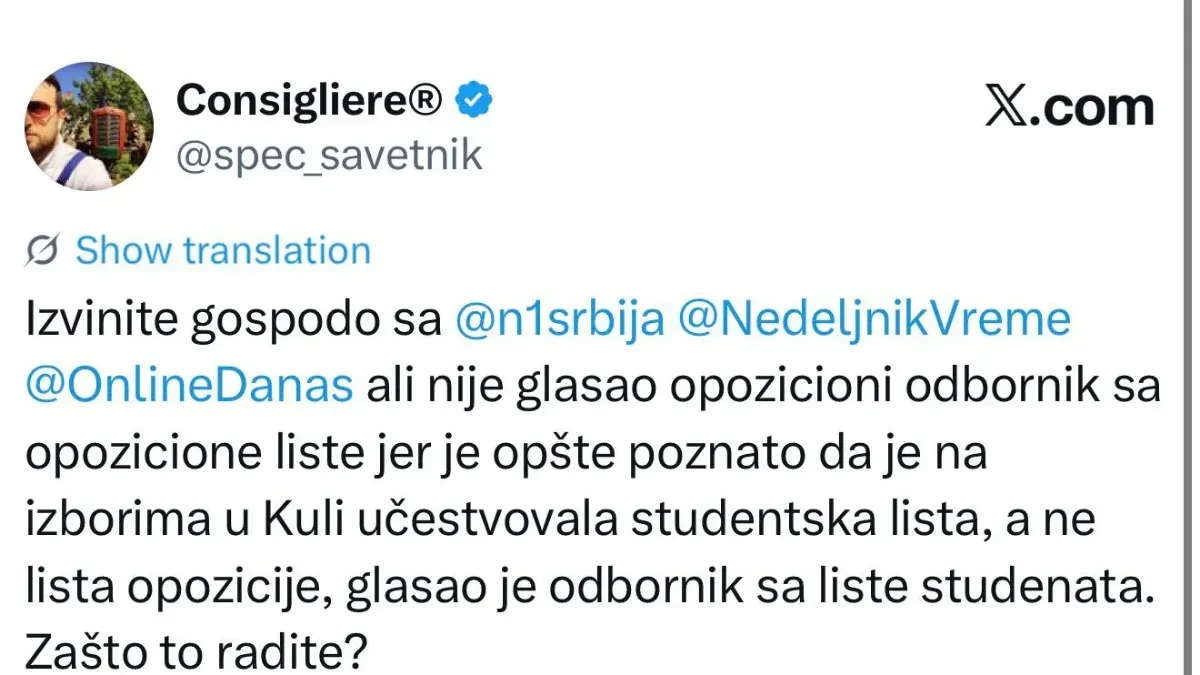 Opozicionar očitao lekciju blokaderskim medijima!  "Prestanite da se uvlačite studentima, oni su jedini učestvovali na izborima u Kuli!"