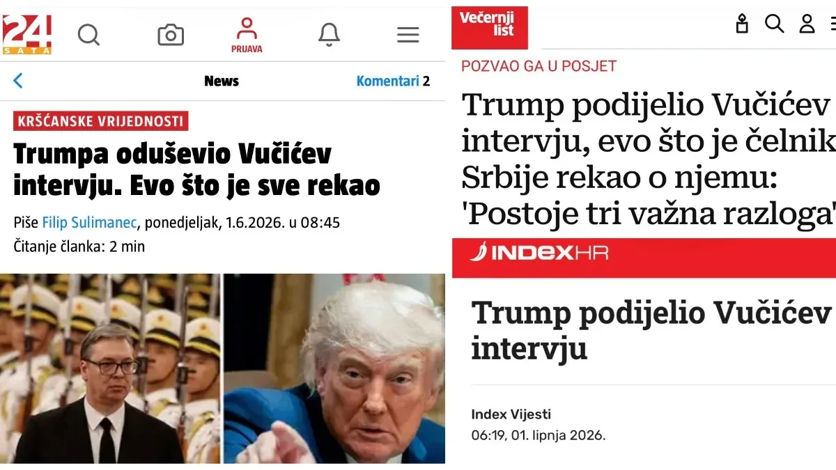 Tramp i Vučić vest broj jedan u Hrvatskoj! Evo kako pišu: "Trampa oduševio Vučićev intervju"
