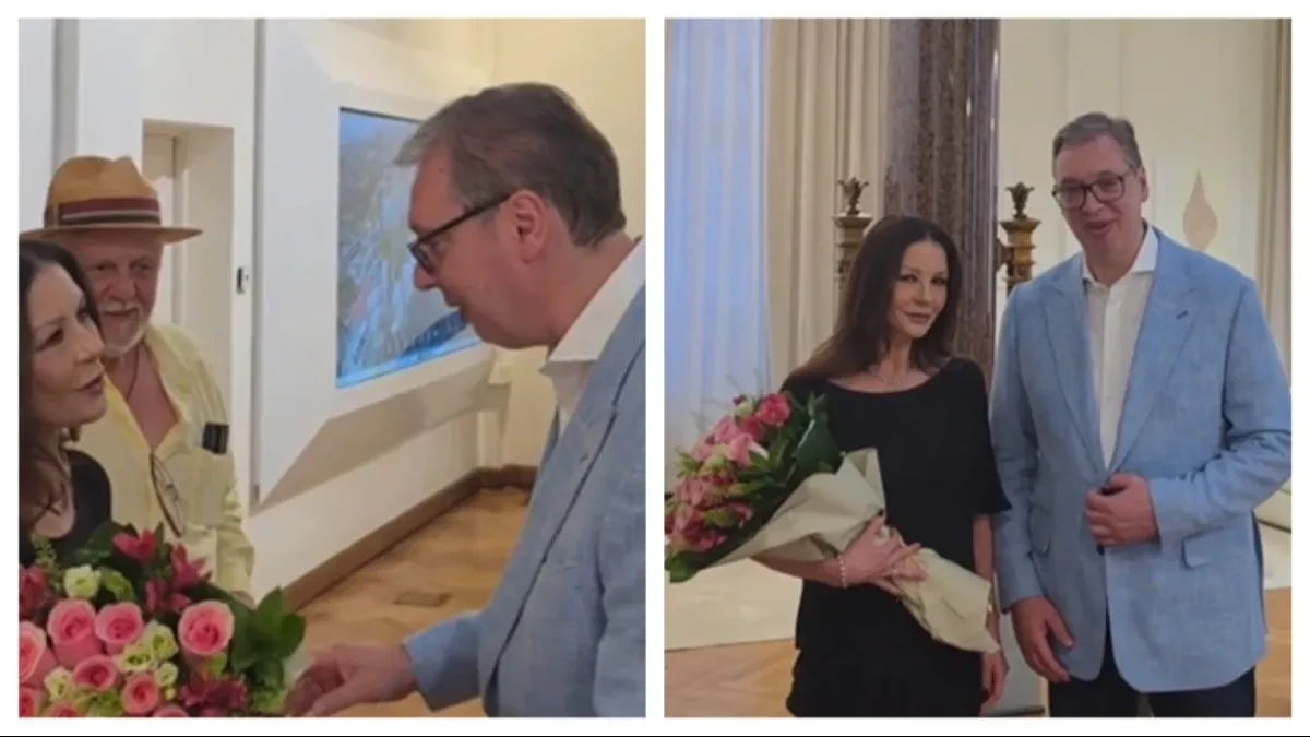 Vučić ugostio čuvenu Ketrin Zitu Džouns! Dočekao je sa buketom cveća, evo šta joj je poručio