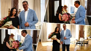 Vučić ugostio čuvenu Ketrin Zitu Džouns! Dočekao je sa buketom cveća, evo šta joj je poručio