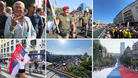 Veliki skup "Srbija jedna porodica": Hiljade građana nosi najveću srpsku zastavu, kolone i dalje pristižu!
