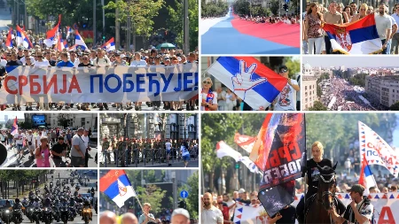 Veliki skup "Srbija jedna porodica": Hiljade građana nosi najveću srpsku zastavu, nepregledne kolone građana u Beogradu!