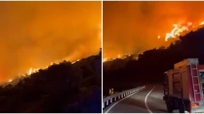 Jezivi prizori! Letovalište na Jadranu u plamenu, jak vetar otežava gašenje požara! (VIDEO)