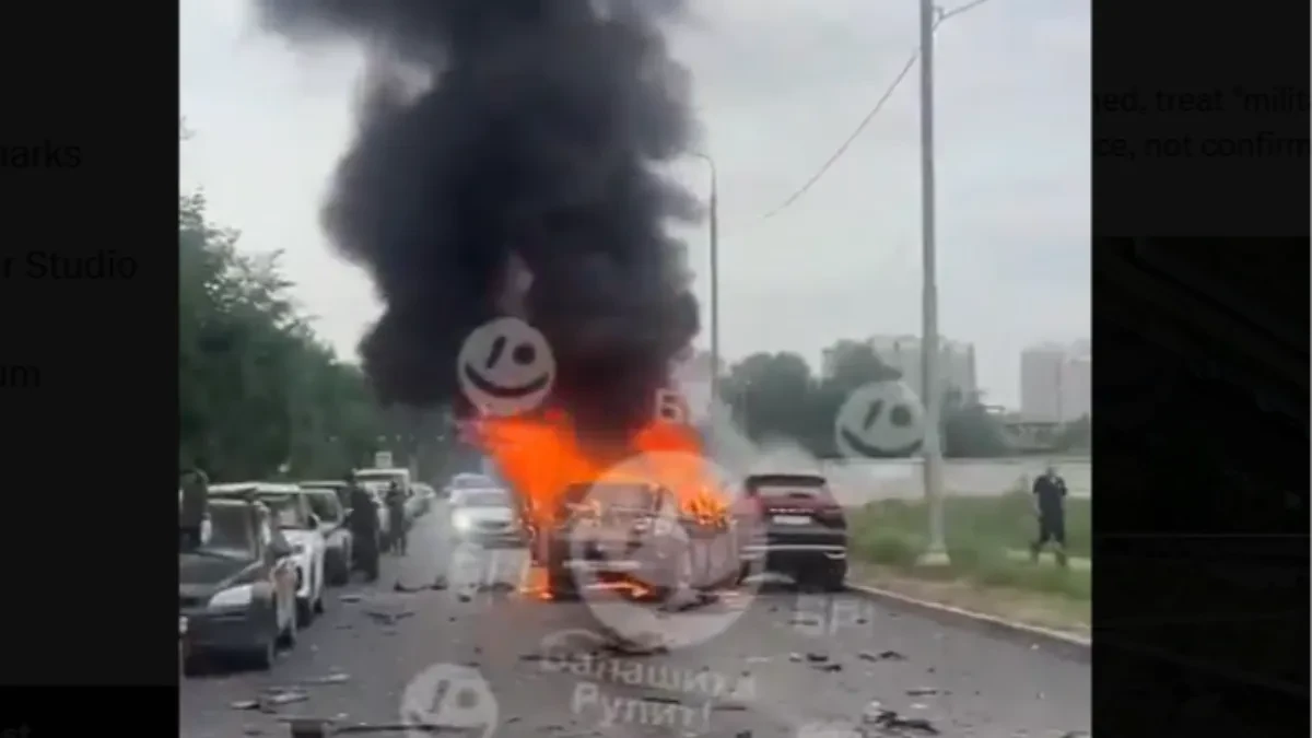 Raznet ruski general? BMW odleteo u vazduh kod Moskve, pojavile se prve sumnje (VIDEO)