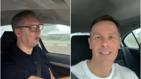 Vučić obilazi Ekspo po najvećem pljusku: Bar sam Siniši uništio nedeljno prepodne... (VIDEO)