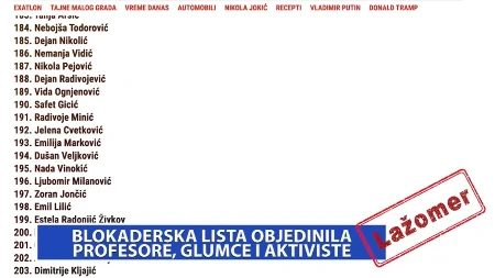 Blokaderska lista objedinila profesore, glumce i aktiviste