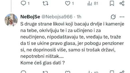 I blokaderi priznali da Vučić brine o najstarijima: Zamislio, penzioner si - jedni brinu o tebi, drugi te vređaju i prete ti: Kome ćeš dati glas?