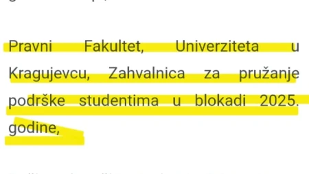 Paunović tvrdi da je dobila Zahvalnicu Pravnog u Kragujevcu, fakultet tvrdi da je sve laž!