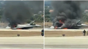 Drama na Zakintosu! F-16 se zapalio u vazduhu, vatra kulja na pisti, letovi otkazani! (VIDEO)