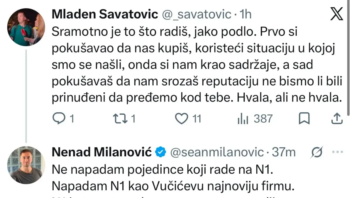 Kod blokadera potpuni kolaps: Milanović zove ljude sa N1, Savatović ga razneo — neće ni da radi sa Anom Mihajlovski
