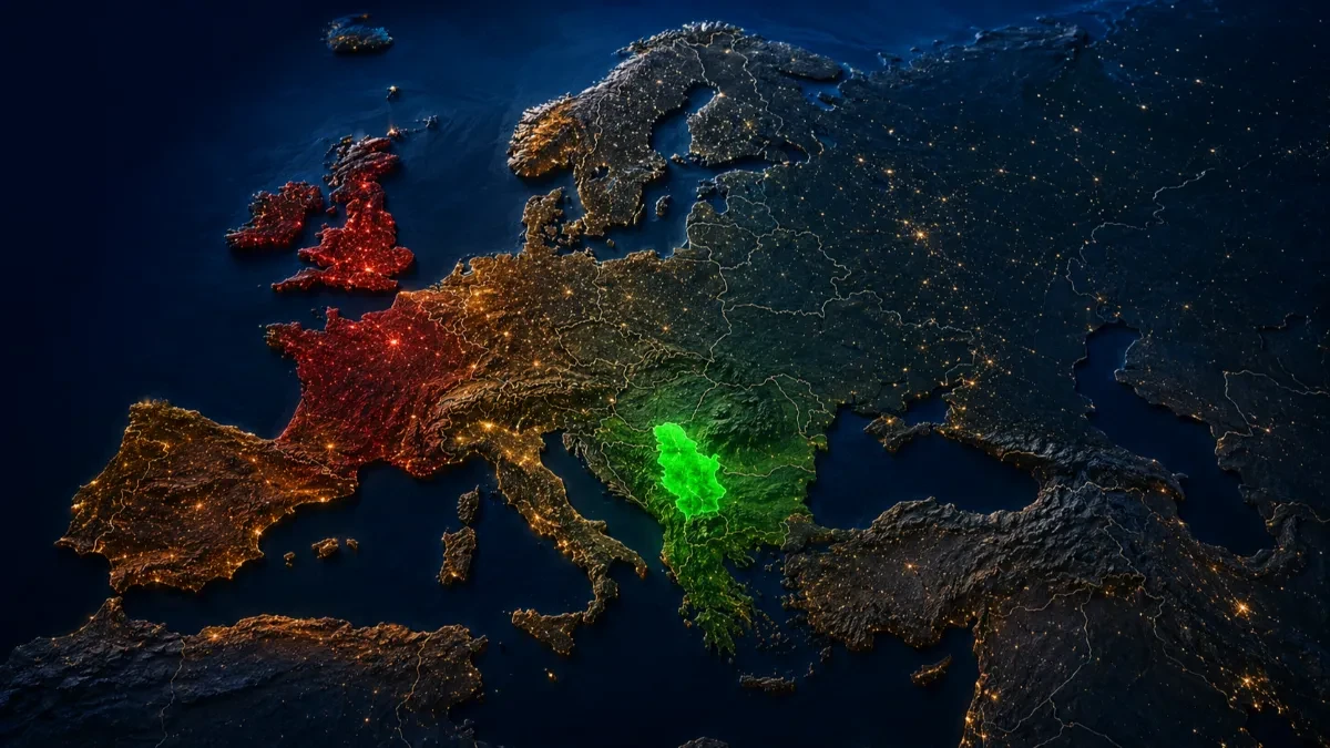 Evropa u mraku, Srbija svetli zeleno: Mapa koja je ponizila velike sile
