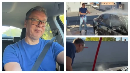 Vučić pokušao da opere auto, hit snimak! Doživeo peh sa žetonima, svađao se sa crevom, na patosnice i zaboravio