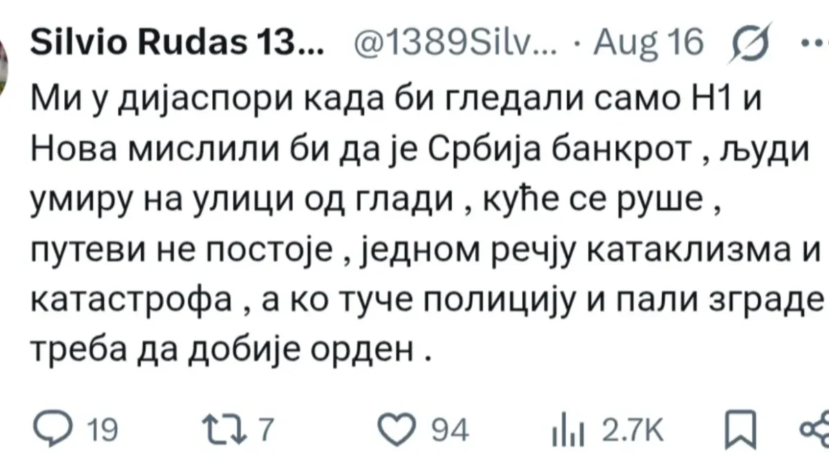 Srbin iz dijaspore dao najprecizniju dijagnozu blokaderskih medija