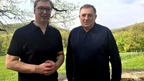 Vučić i Dodik u manastiru Rmanj sa episkopom Sergijem