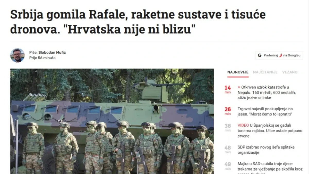 Hrvati analizirali vojske: Nismo ni blizu Srbiji, imamo oružje još iz JNA!