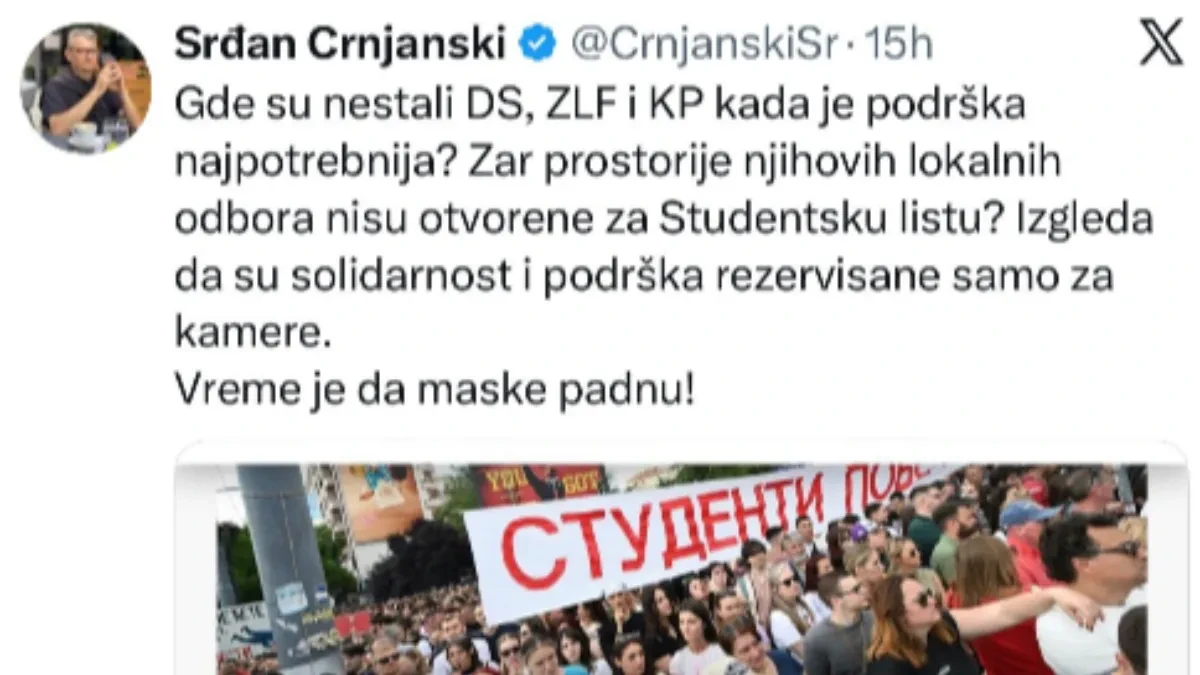 Kolaps u blokaderskim redovima! Potpredsednik DS-a udario na Milivojevića, blokaderi poručuju: Vreme je da maske padnu!