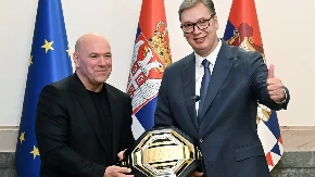 Aleksandar Vučić i Dejna Vajt prikupili 2,5 miliona pregleda i 104.000 lajkova - UFC spektakl iz Beograda obišao čitav svet! (FOTO)