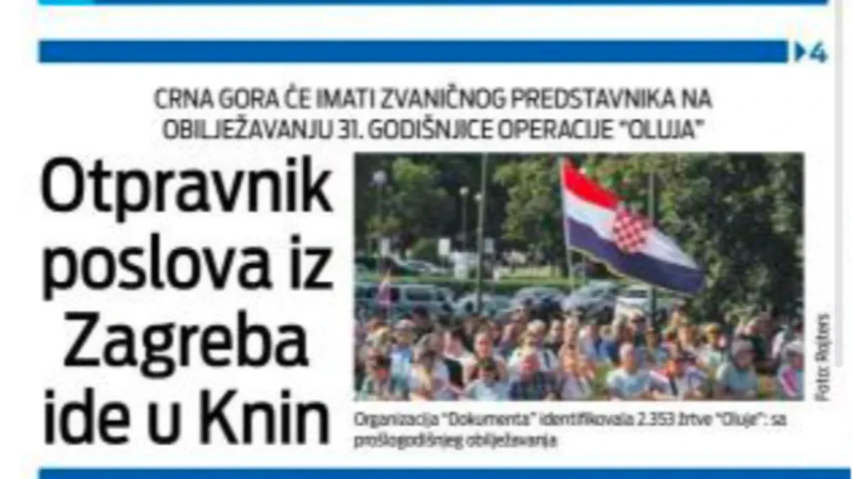 Podgorica slavi zločinačku "Oluju" sa svojom braćom Hrvatima! Spajić i Mandić šalju delegaciju u Knin!