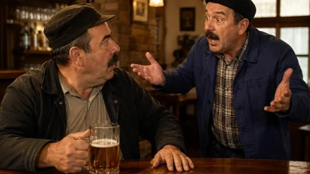 Vic dana: Pije Mujo pivo za šankom u pivnici posle radnog vremena...