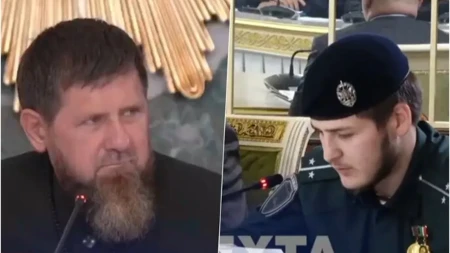 Sin Ramzana Kadirova jedva pročitao tekst sa papira: Snimak privukao veliku pažnju, tatin pogled sve govori (VIDEO)
