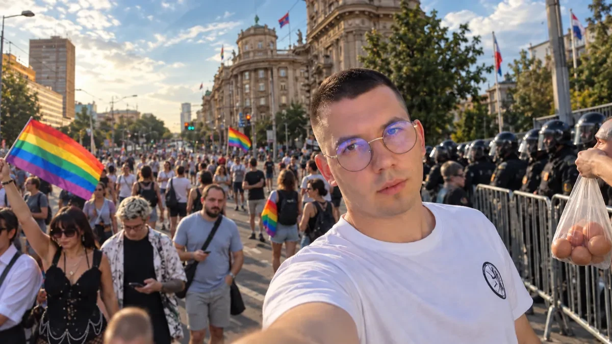 „Sve maske su pale“: Posle haosa u Nišu, glavni blokader stigao na Prajd u Beograd (FOTO)